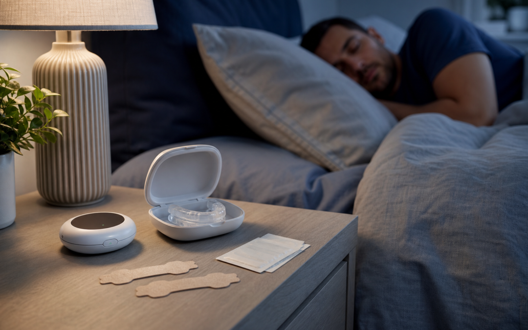 Photo-realistic sleep-health hero image for: Best Anti-Snoring Solutions: Mouthpieces, Nasal Strips, and Smart Devices Compared
