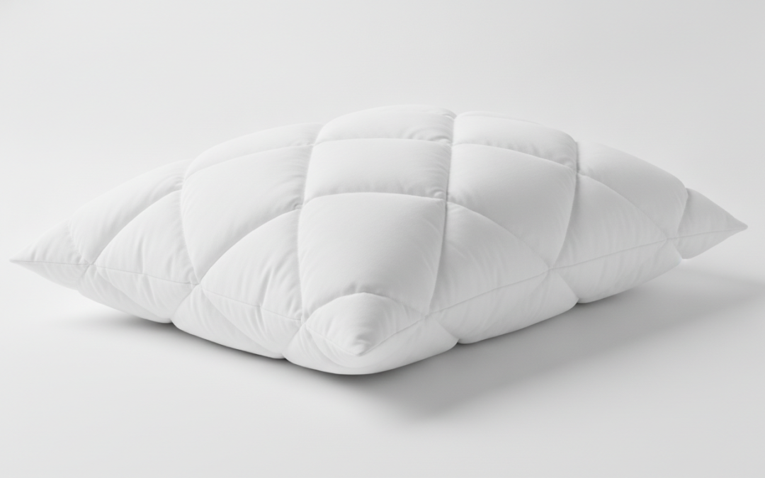 Generic cotton-covered bed pillow, product illustration