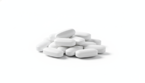 Generic white oval capsules, product illustration